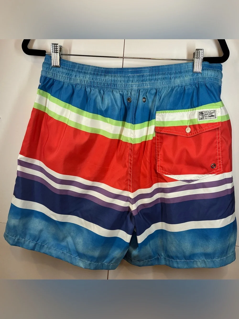 Polo by Ralph Lauren Multicolor Striped Swim Trunks Board Shorts Mesh Lined XL